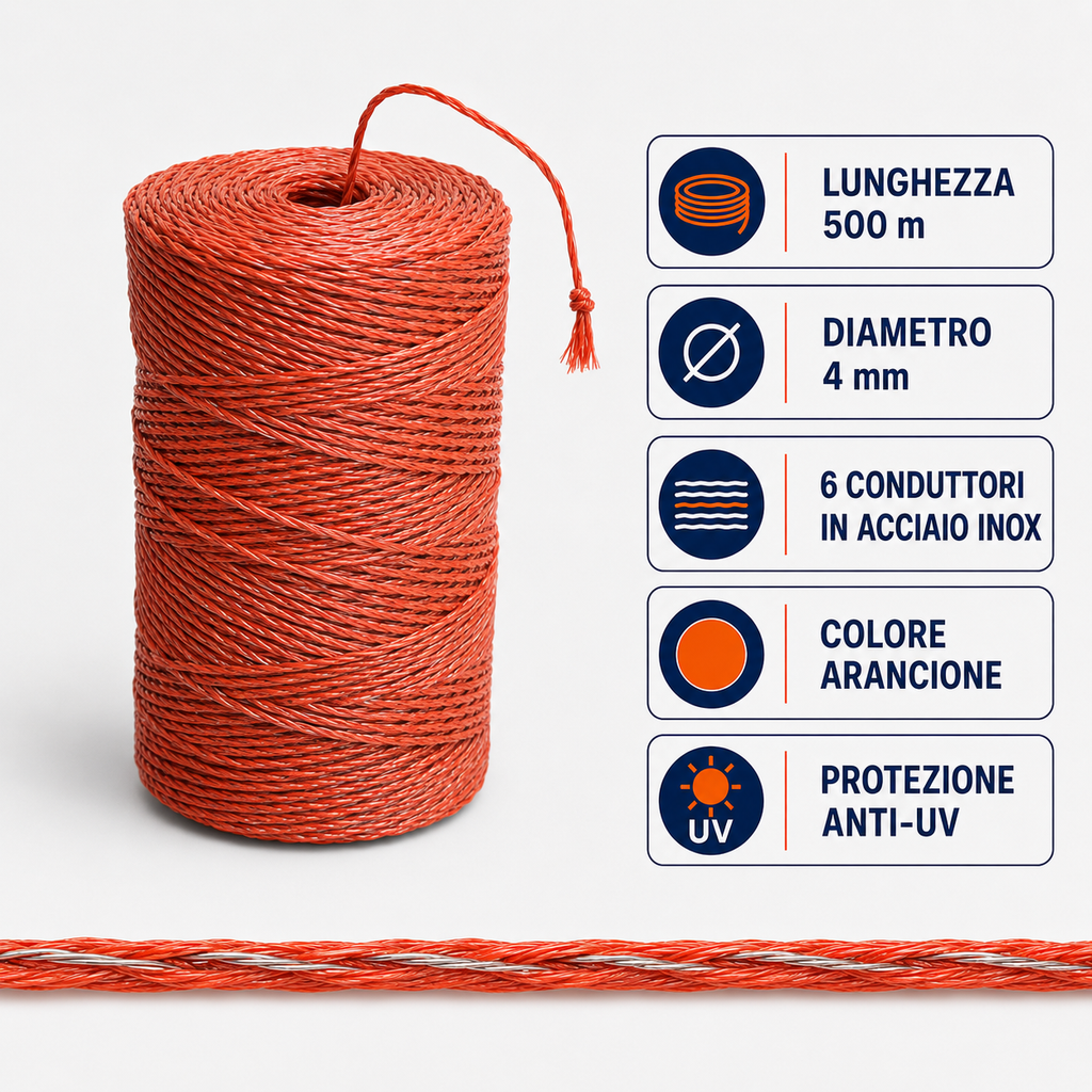 Bobina di filo elettrico arancione 4 mm da 500 metri