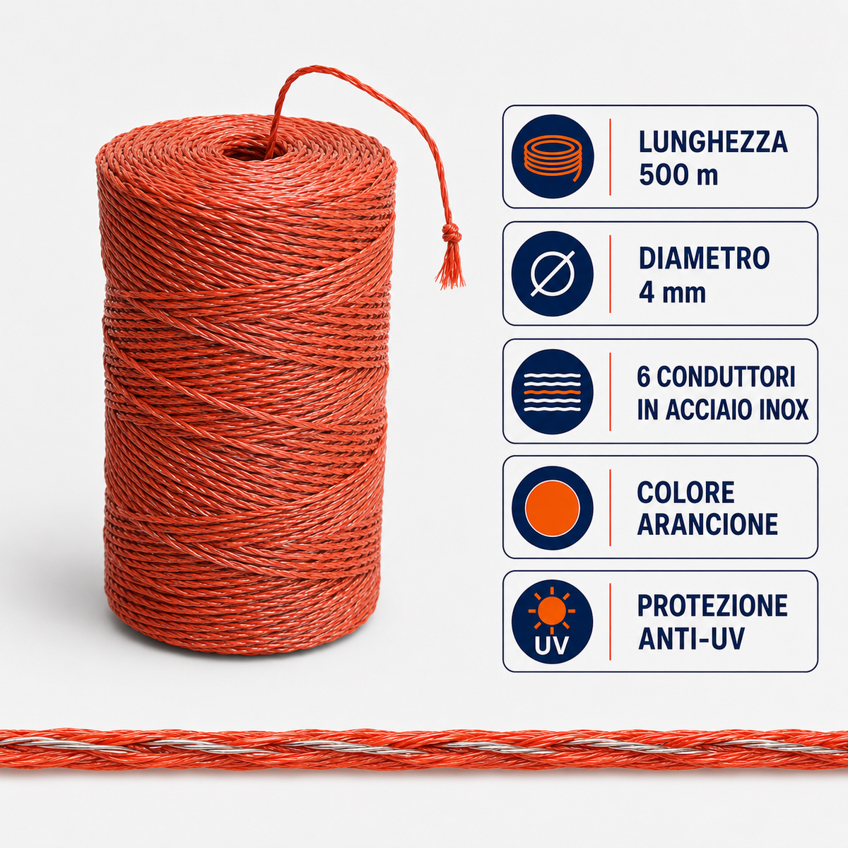 Bobina di filo elettrico arancione 4 mm da 500 metri