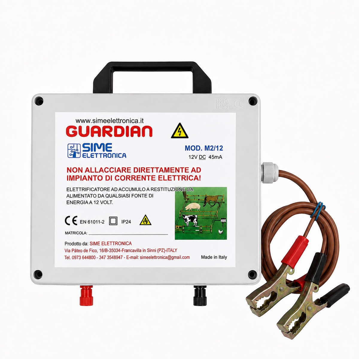 Elettrificatore Guardian M2/12 con cavi di collegamento
